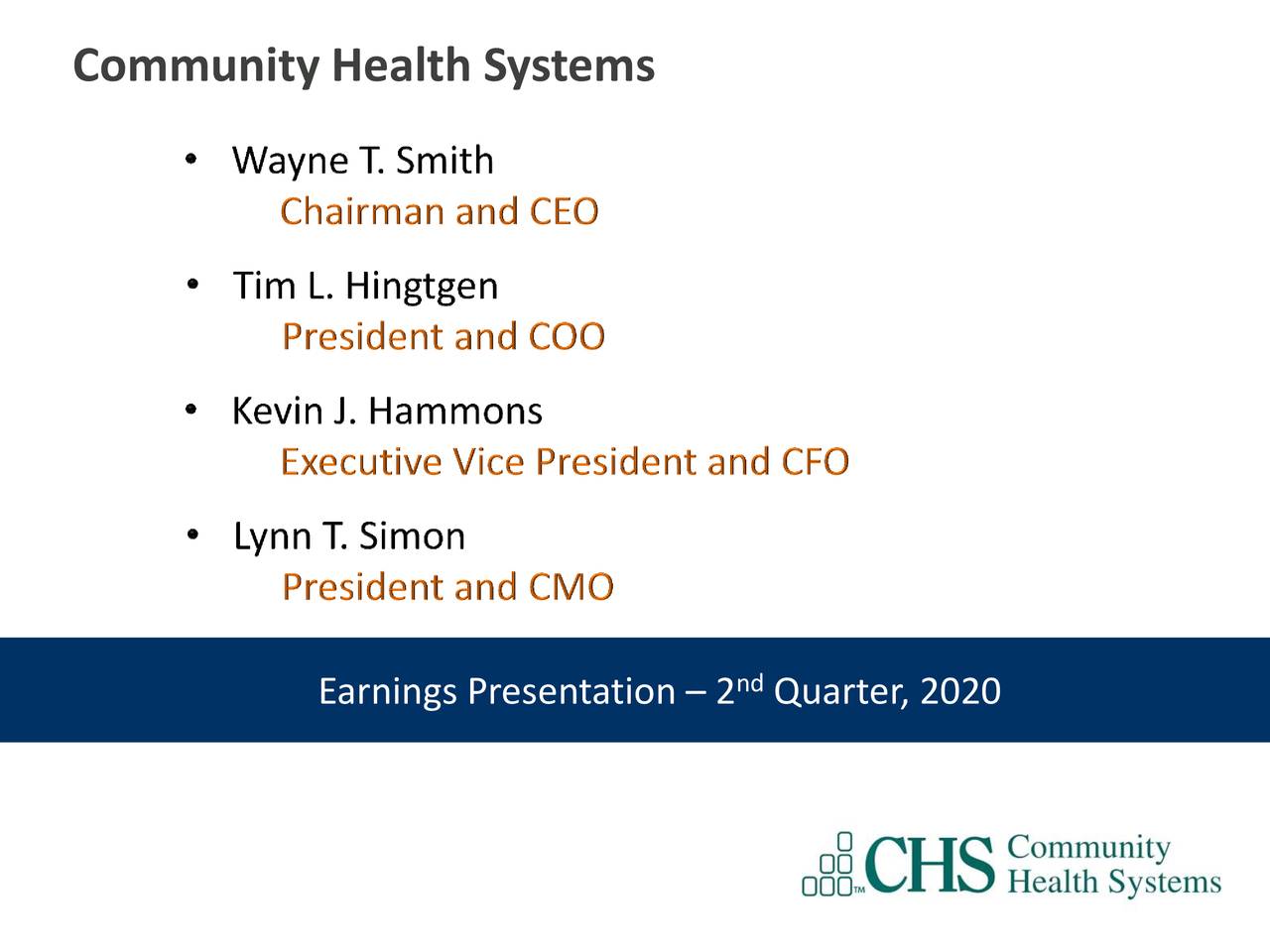 Community Health Systems, Inc. 2020 Q2 Results Earnings Call Presentation (NYSECYH