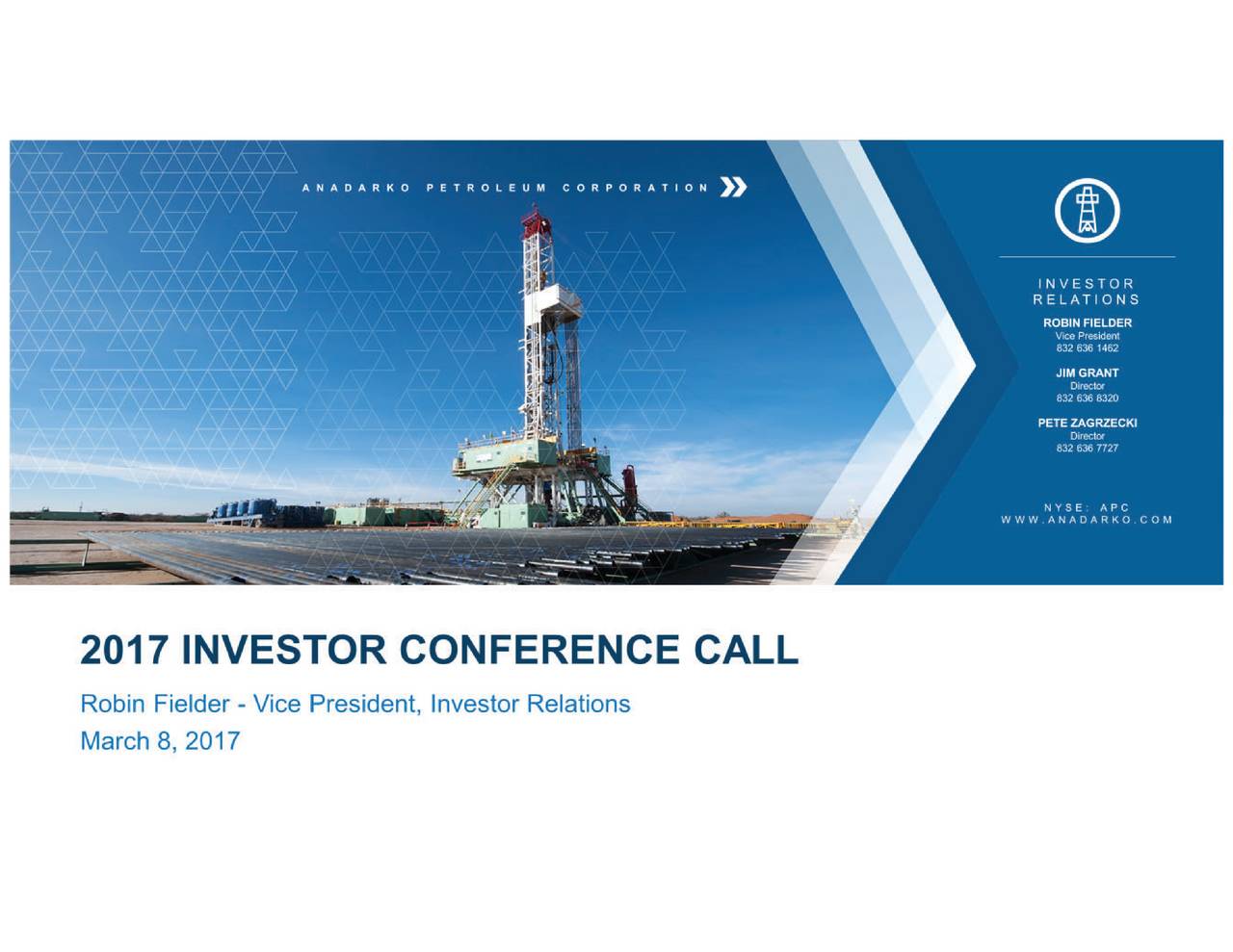 Anadarko Petroleum Corporation (APC) 2017 Guidance Call Slideshow