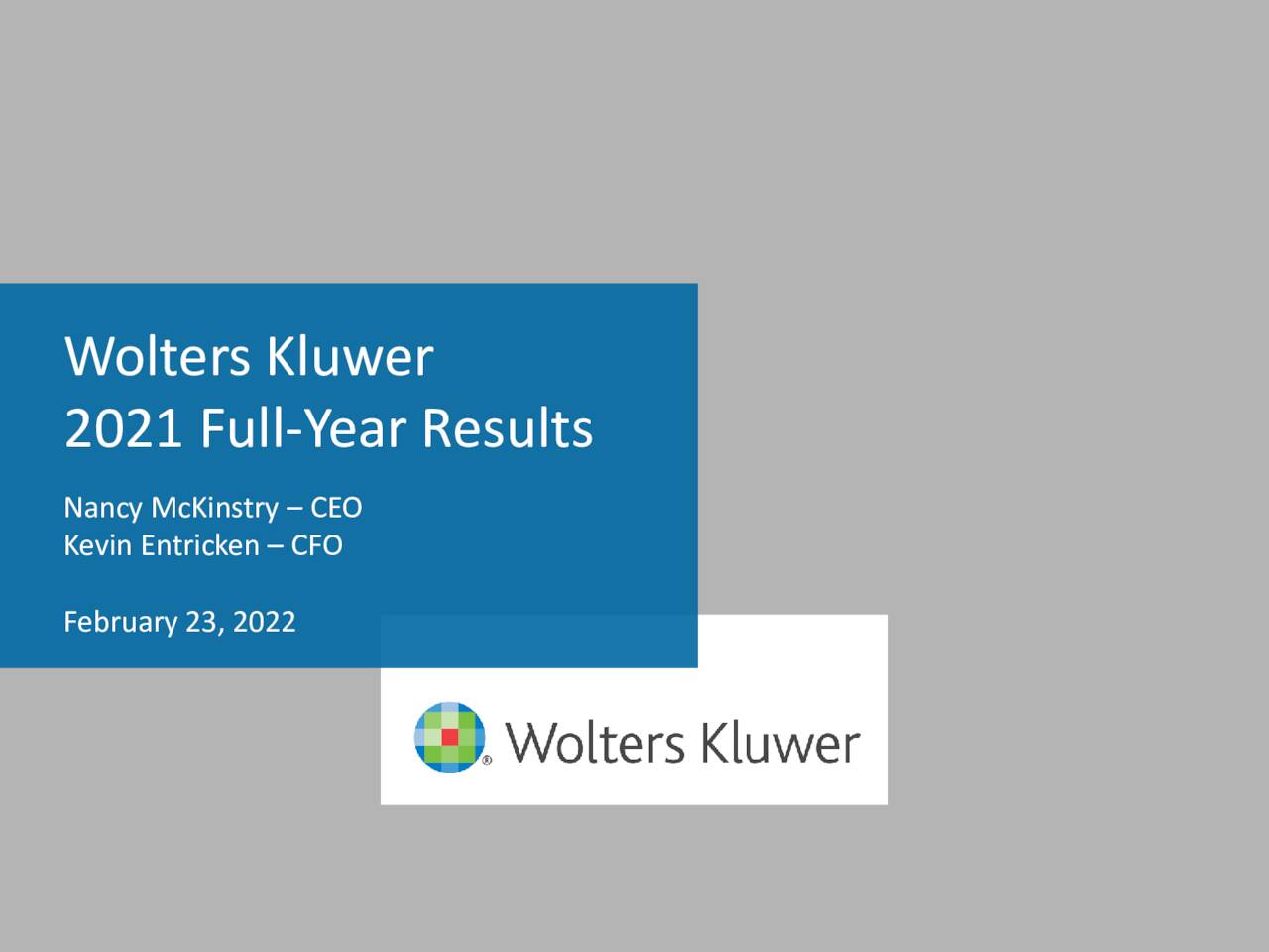 Wolters Kluwer Nv 2021 Q4 Results Earnings Call Presentation