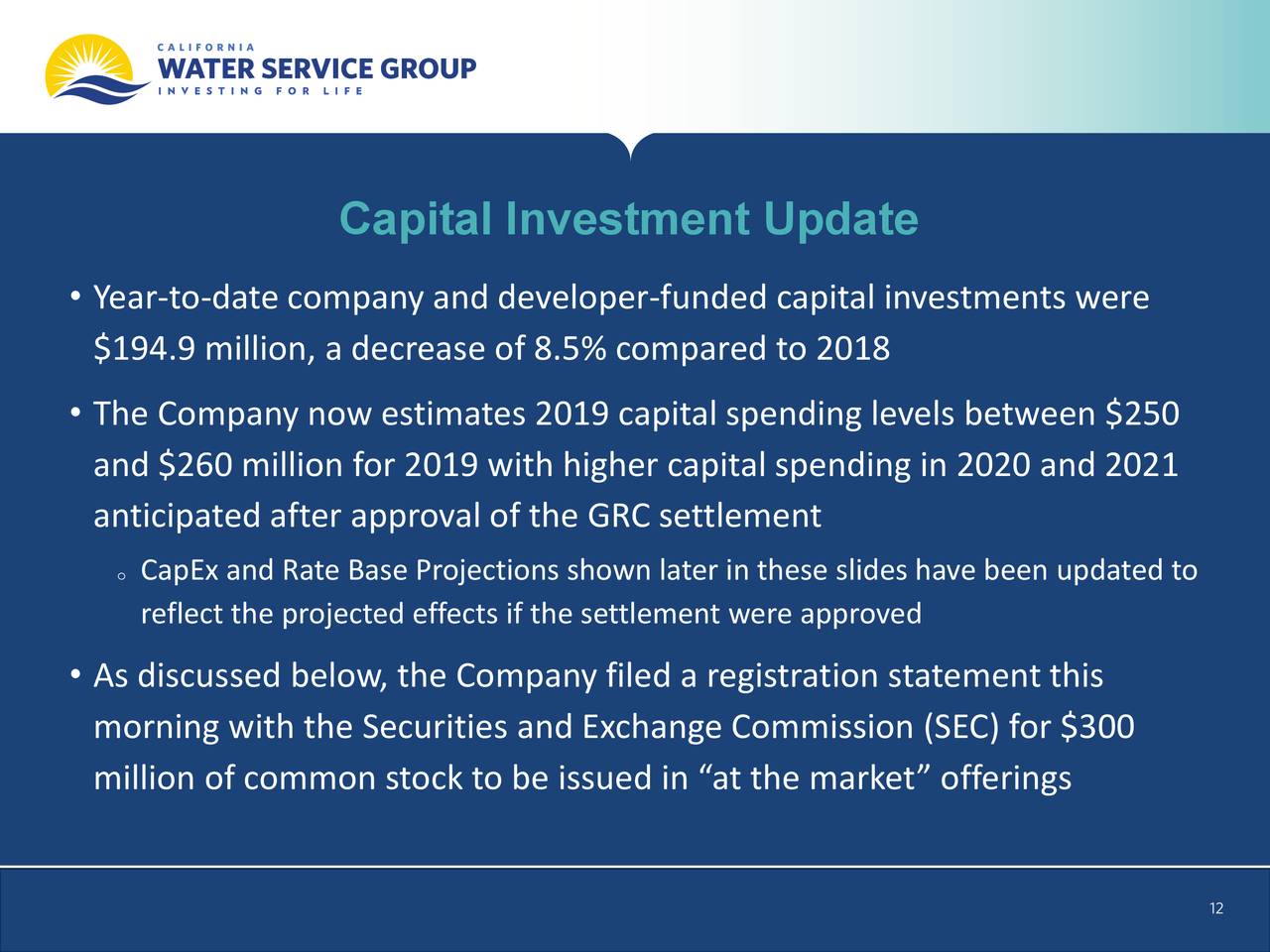 Capital Investment Update