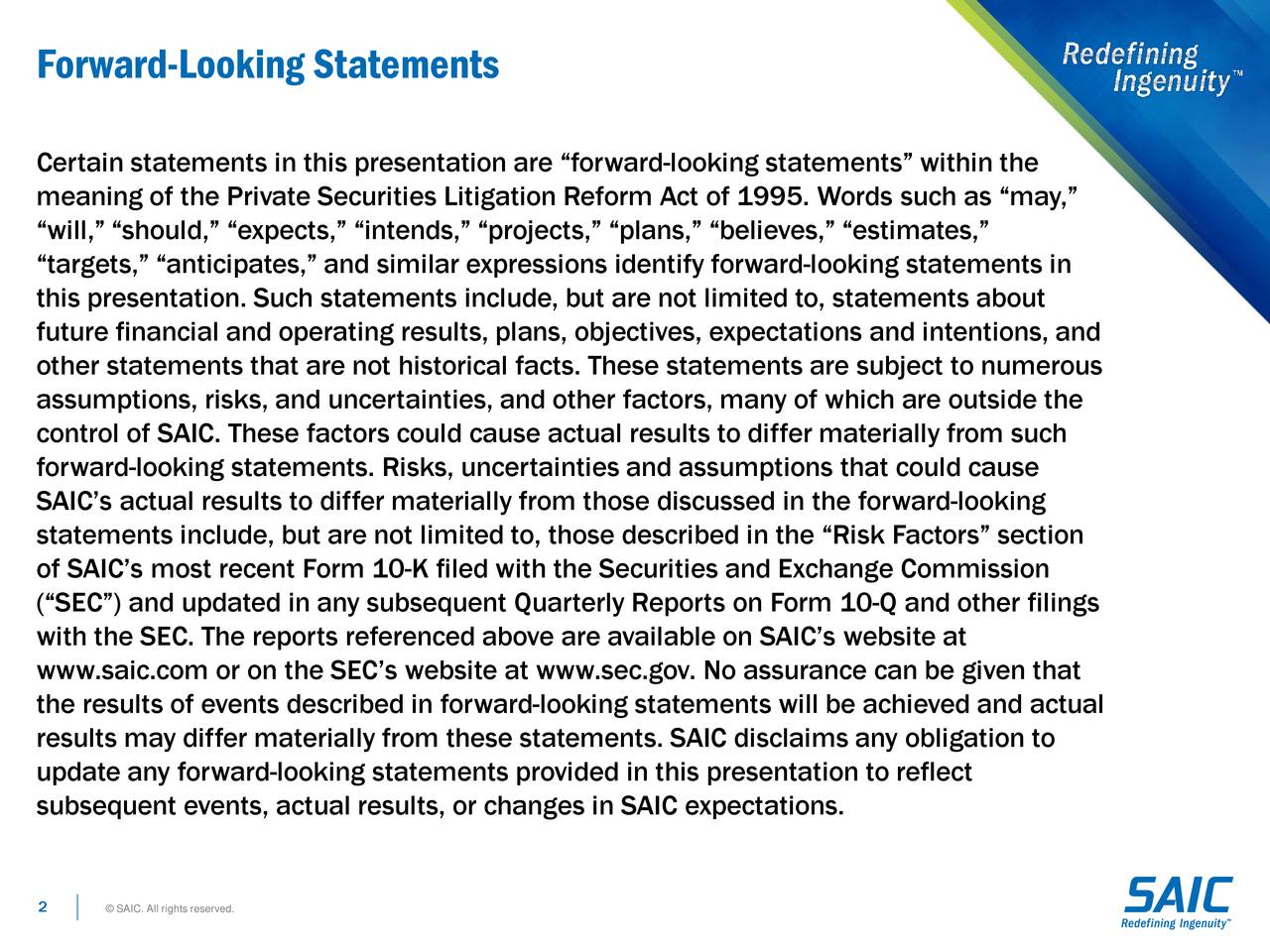 Science Applications International Corporation 2018 Q3 Results