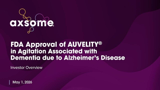 Axsome Therapeutics, Inc. (AXSM) Discusses Approval of AUVELITY for ...