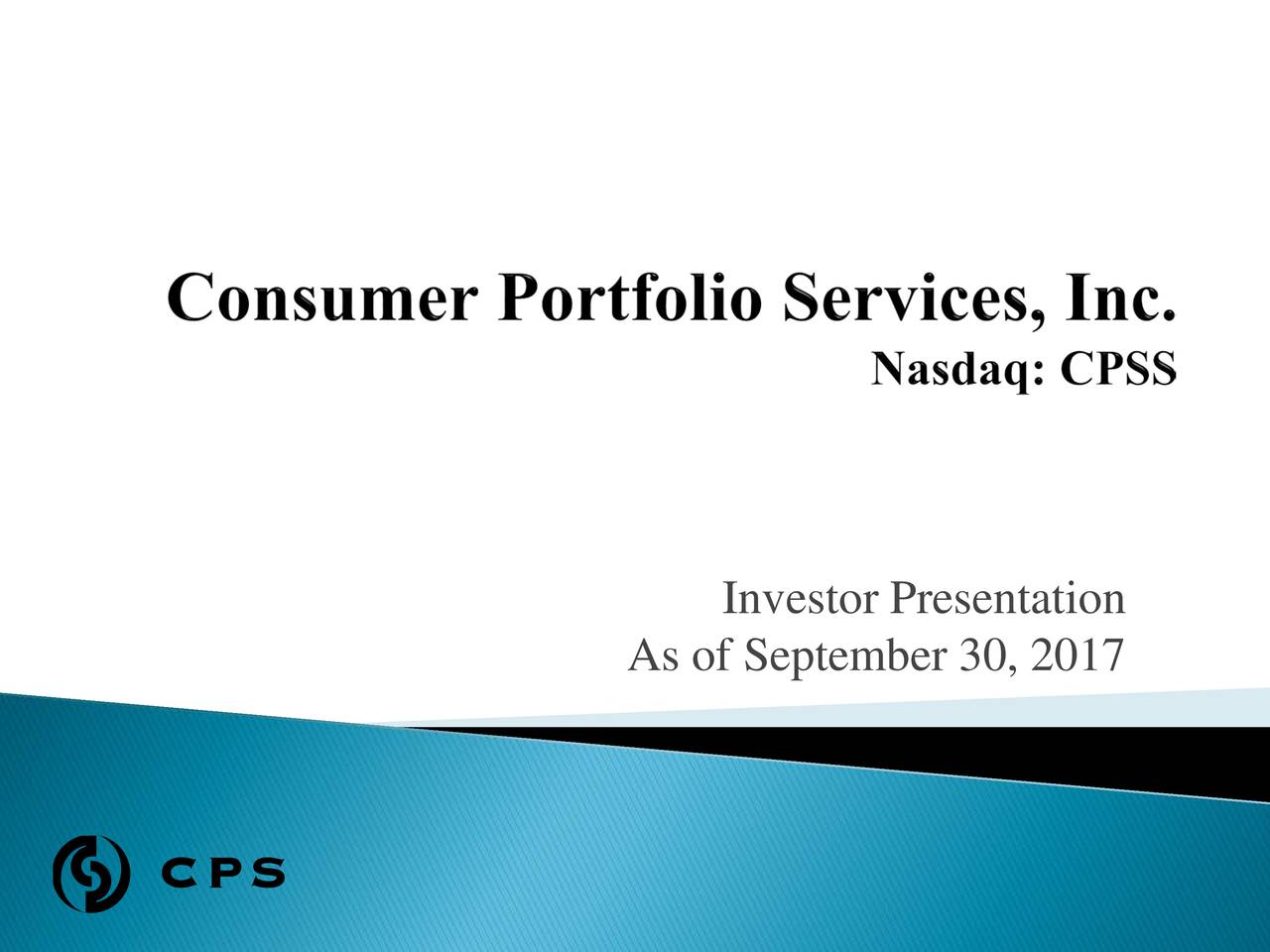 Consumer Portfolio Services (CPSS) Presents At Three Part Advisors ...